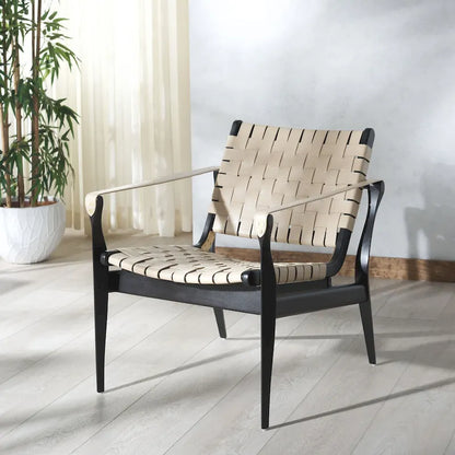 SAFAVIEH Couture Zenica Leather Safari Chair - 24.5 W x 30 L x 30 H - 25W x 30D x 30H