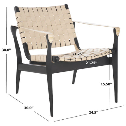 SAFAVIEH Couture Zenica Leather Safari Chair - 24.5 W x 30 L x 30 H - 25W x 30D x 30H