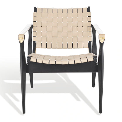 SAFAVIEH Couture Zenica Leather Safari Chair - 24.5 W x 30 L x 30 H - 25W x 30D x 30H