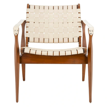 SAFAVIEH Couture Zenica Leather Safari Chair - 24.5 W x 30 L x 30 H - 25W x 30D x 30H