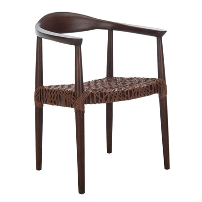 SAFAVIEH Therese Leather Woven Accent Chair - 25 W x 20.9 L x 30.9 H - 25Wx21Dx31H