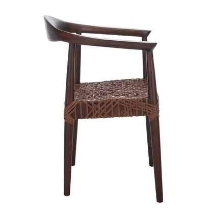 SAFAVIEH Therese Leather Woven Accent Chair - 25 W x 20.9 L x 30.9 H - 25Wx21Dx31H