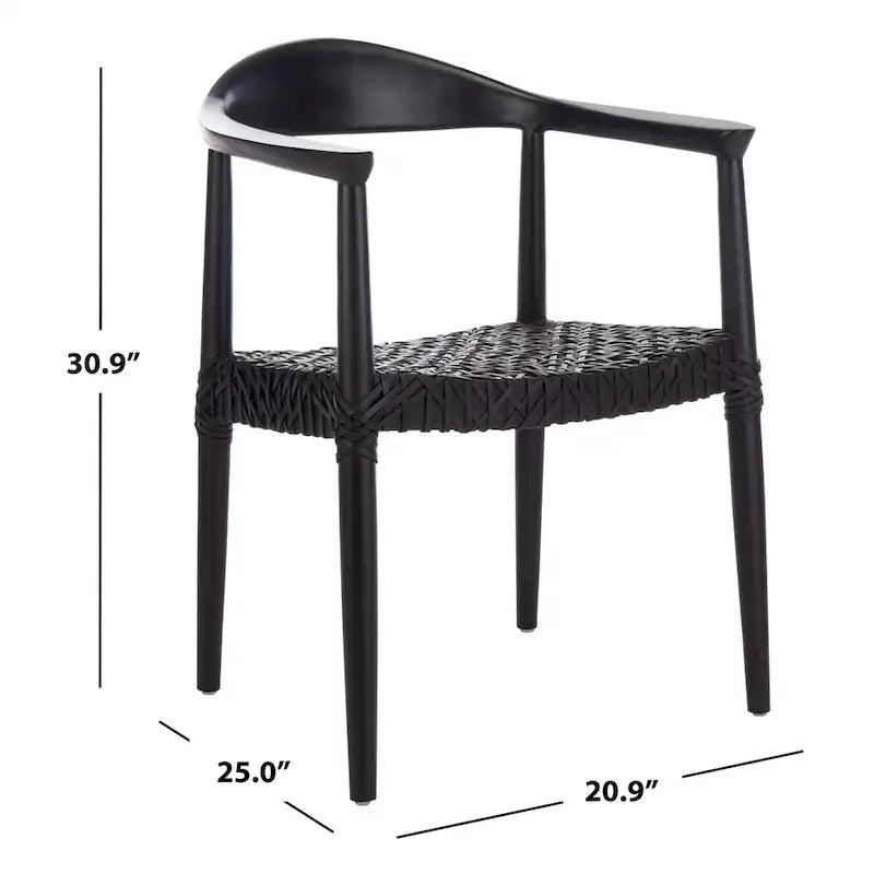 SAFAVIEH Therese Leather Woven Accent Chair - 25 W x 20.9 L x 30.9 H - 25Wx21Dx31H