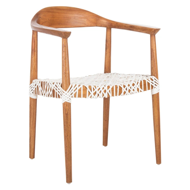 SAFAVIEH Therese Leather Woven Accent Chair - 25 W x 20.9 L x 30.9 H - 25Wx21Dx31H