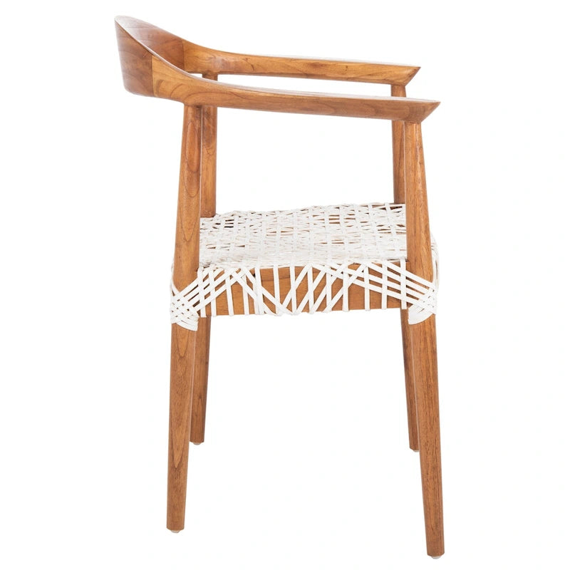 SAFAVIEH Therese Leather Woven Accent Chair - 25 W x 20.9 L x 30.9 H - 25Wx21Dx31H