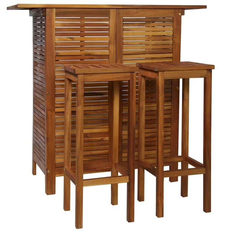 vidaXL 3 Pieces Bar Set, 41.3x20x43.3 Inches Solid Acacia Wood