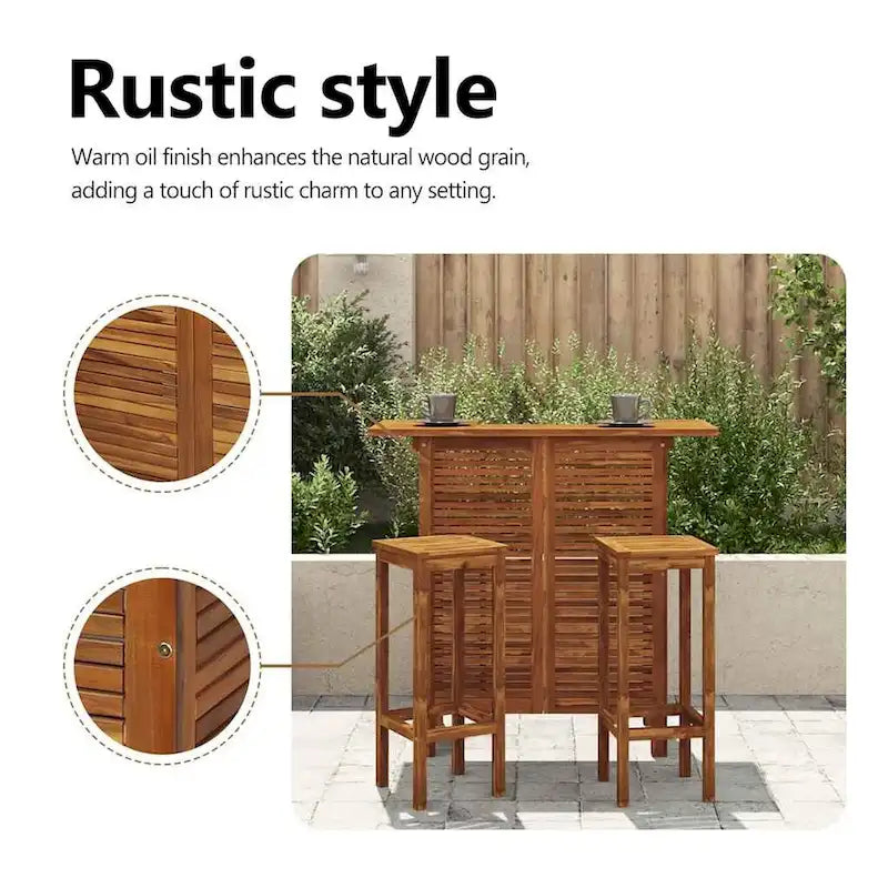 vidaXL 3 Pieces Bar Set, 41.3x20x43.3 Inches Solid Acacia Wood