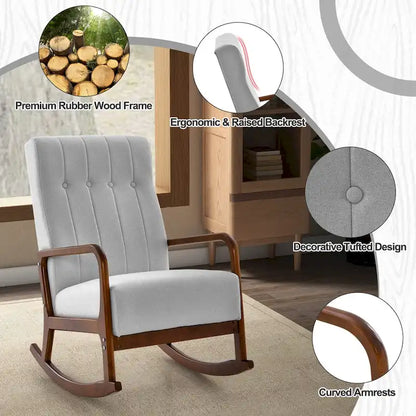 Costway Rocking Chair with Ottoman Upholstered Fabric Glider Rocker - See Details