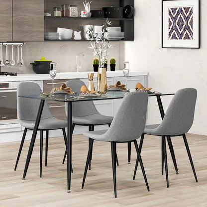 Gymax Modern Glass Dining Table Rectangular Dining Room Table W/Metal