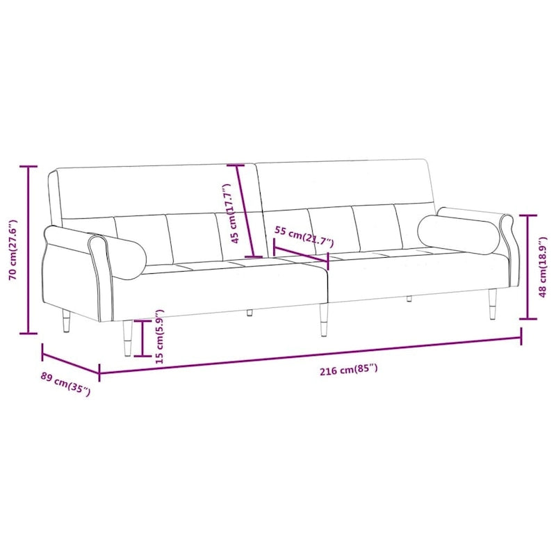 vidaXL Sofa Bed Loveseat Convertible Sofa Bed with Cushions for Studio Velvet - 85 x 35 x 27.6