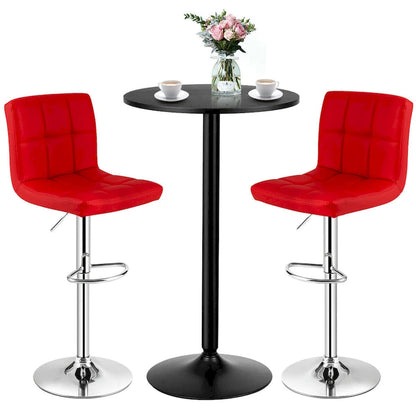 Gymax 3PCS Pub Table Set 24 Round Bar Table & 2 Adjustable Bar