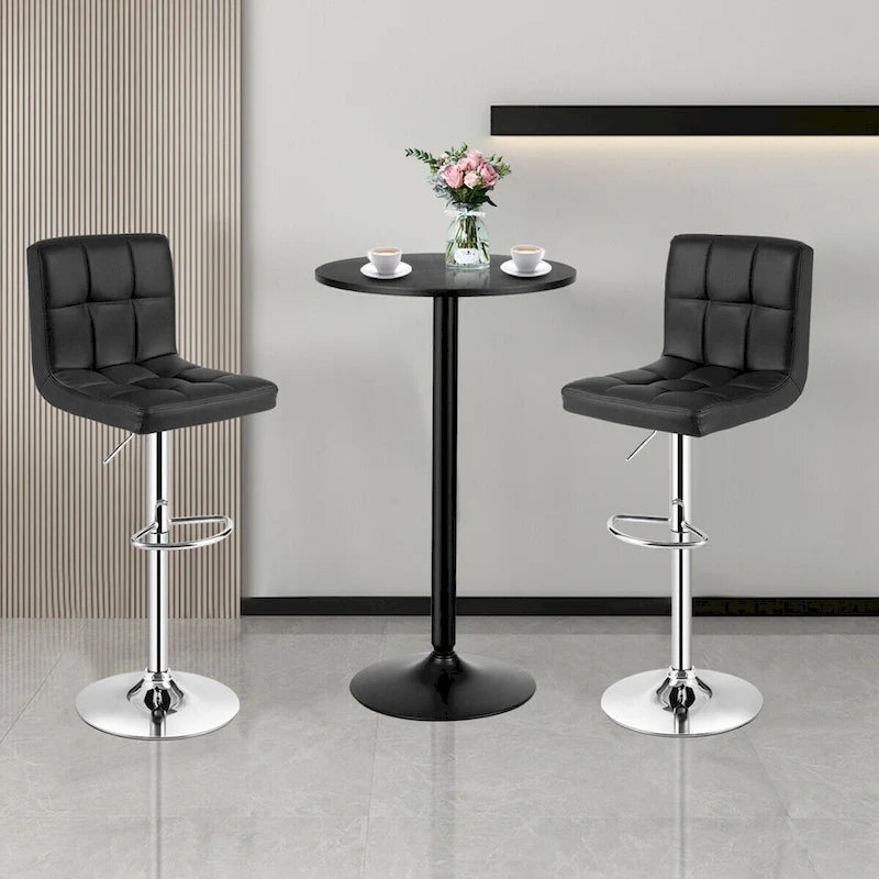 Gymax 3PCS Pub Table Set 24 Round Bar Table & 2 Adjustable Bar