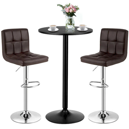 Gymax 3PCS Pub Table Set 24 Round Bar Table & 2 Adjustable Bar