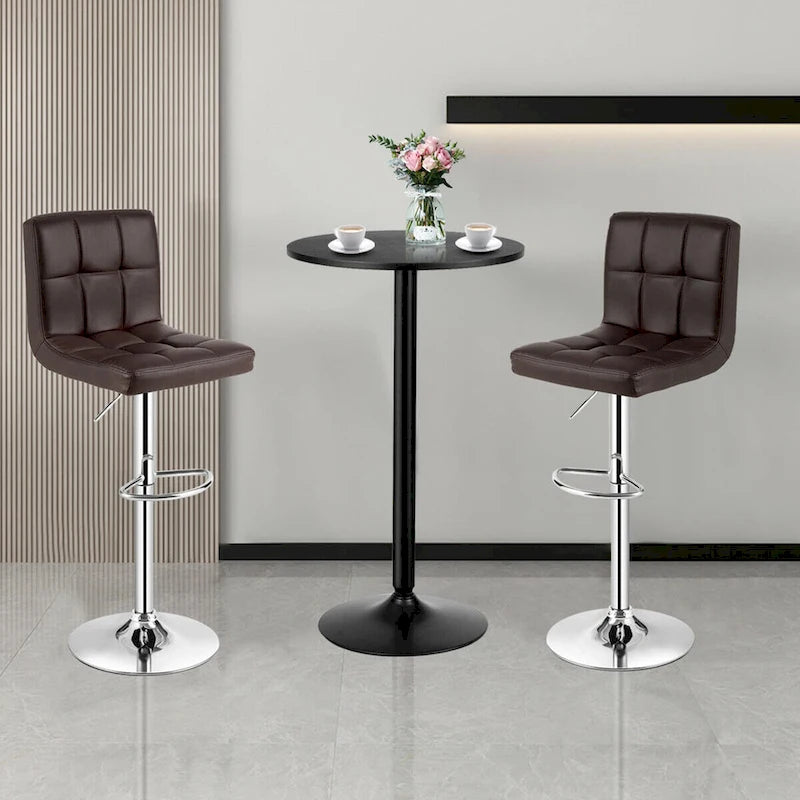 Gymax 3PCS Pub Table Set 24 Round Bar Table & 2 Adjustable Bar