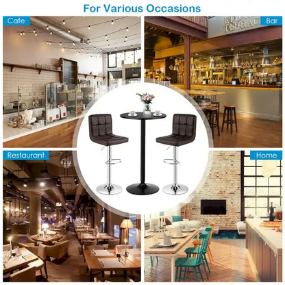 Gymax 3PCS Pub Table Set 24 Round Bar Table & 2 Adjustable Bar