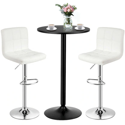 Gymax 3PCS Pub Table Set 24 Round Bar Table & 2 Adjustable Bar