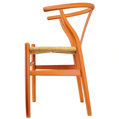 Set of 2 Natural Modern Wood Dining Chair With Back Y Arm Armchair Hemp Seat Home Restaurant Office Desk Work Kitchen