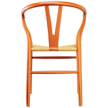 Set of 2 Natural Modern Wood Dining Chair With Back Y Arm Armchair Hemp Seat Home Restaurant Office Desk Work Kitchen