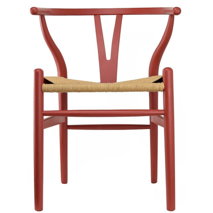 Set of 2 Natural Modern Wood Dining Chair With Back Y Arm Armchair Hemp Seat Home Restaurant Office Desk Work Kitchen