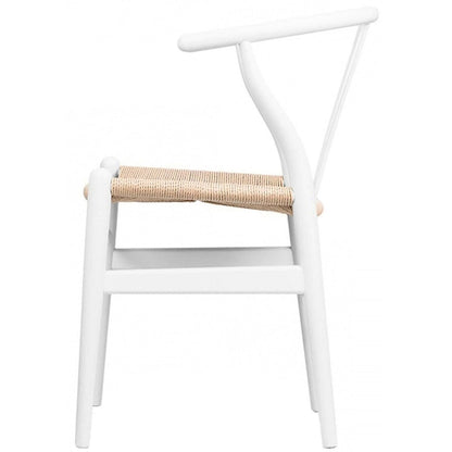 Set of 2 Natural Modern Wood Dining Chair With Back Y Arm Armchair Hemp Seat Home Restaurant Office Desk Work Kitchen