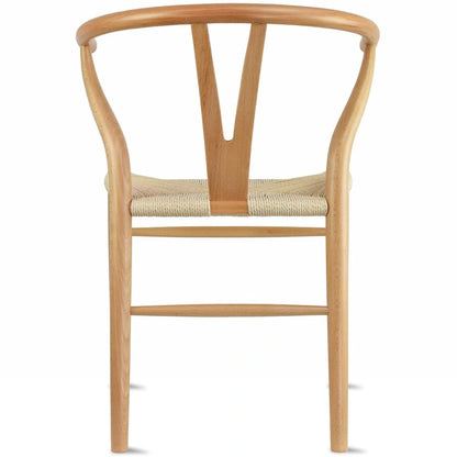 Set of 2 Natural Modern Wood Dining Chair With Back Y Arm Armchair Hemp Seat Home Restaurant Office Desk Work Kitchen