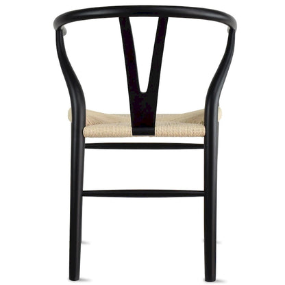 Set of 2 Natural Modern Wood Dining Chair With Back Y Arm Armchair Hemp Seat Home Restaurant Office Desk Work Kitchen