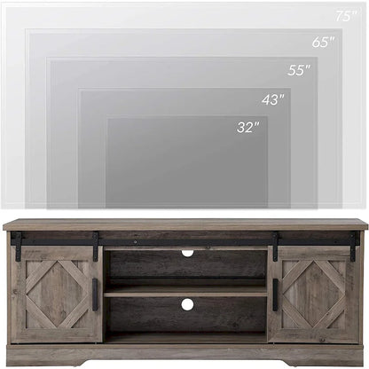 WAMPAT Farmhouse Sliding Barn Door TV Stand