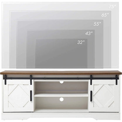 WAMPAT Farmhouse Sliding Barn Door TV Stand