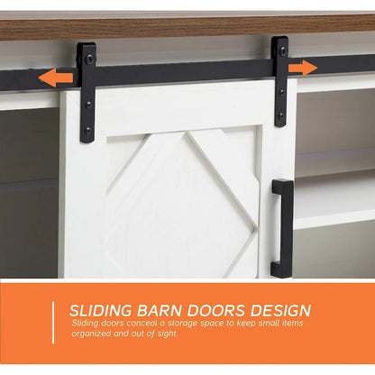WAMPAT Farmhouse Sliding Barn Door TV Stand