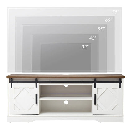WAMPAT Farmhouse Sliding Barn Door TV Stand