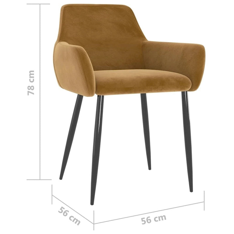 vidaXL Dining Chairs Upholstered Chair with Metal Legs for Living Room Velvet - 22 x 22 x 30.7