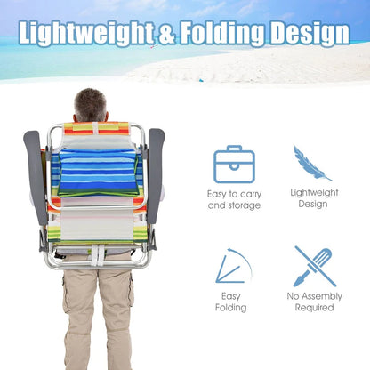 Gymax 2PCS Folding Beach Backpack Chair Reclining Camping Chair w/ - See Details
