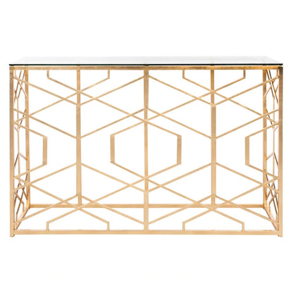 SAFAVIEH Couture Corrine Gold Leaf Console Table - 47 W x 15.5 L x 30 H - 47Wx16Dx30H
