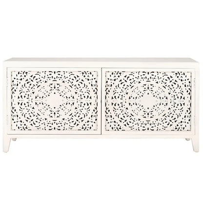 SAFAVIEH Ciji 2-Shelf 2-Door Media Stand (Fits Up To A 60 Flatscreen TV) - 55 In. W x 15 In. D x 26 In. H - 55Wx15Dx26H