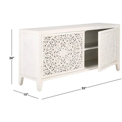 SAFAVIEH Ciji 2-Shelf 2-Door Media Stand (Fits Up To A 60 Flatscreen TV) - 55 In. W x 15 In. D x 26 In. H - 55Wx15Dx26H