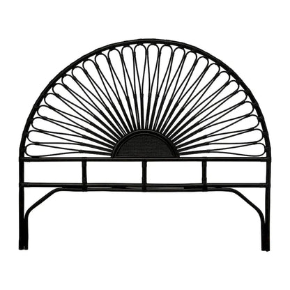 Rattan and Reclaimed Wood Sunburst Headboard