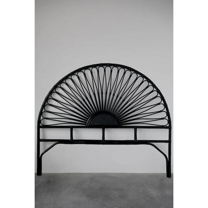 Rattan and Reclaimed Wood Sunburst Headboard