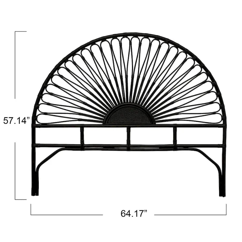 Rattan and Reclaimed Wood Sunburst Headboard