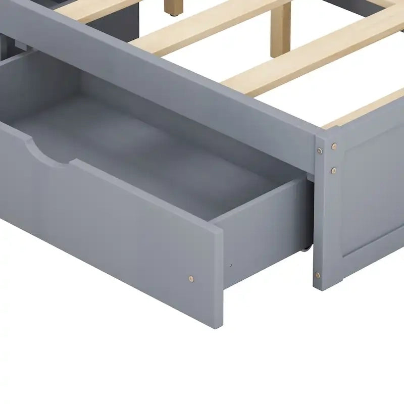 Multi-functional Full Size Bed with 4 Under-bed Portable Storage Drawers