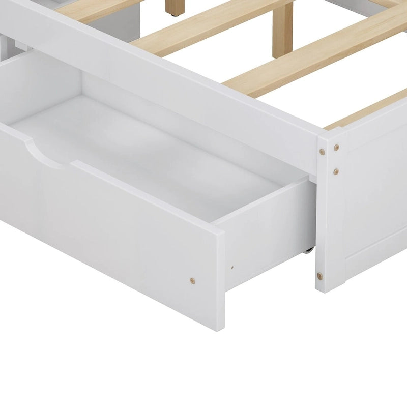 Multi-functional Full Size Bed with 4 Under-bed Portable Storage Drawers