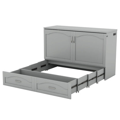 Queen/Full Size Murphy Bed with drawer and a set of Sockets & USB Ports