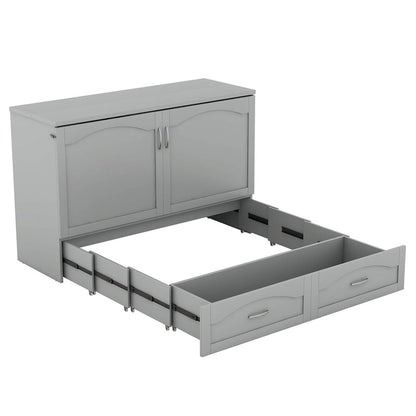 Queen/Full Size Murphy Bed with drawer and a set of Sockets & USB Ports