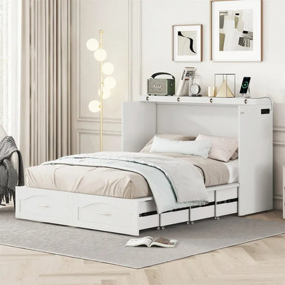 Queen/Full Size Murphy Bed with drawer and a set of Sockets & USB Ports