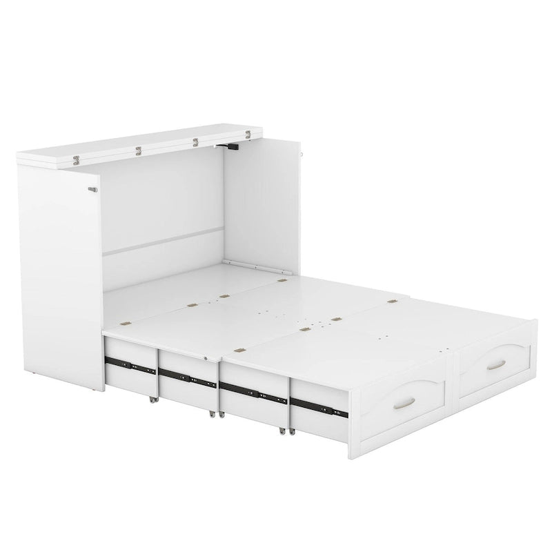 Queen/Full Size Murphy Bed with drawer and a set of Sockets & USB Ports