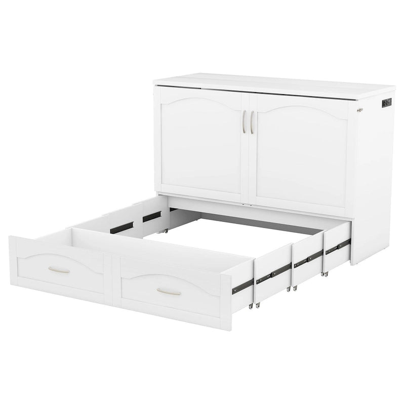 Queen/Full Size Murphy Bed with drawer and a set of Sockets & USB Ports