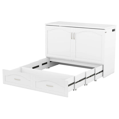 Queen/Full Size Murphy Bed with drawer and a set of Sockets & USB Ports