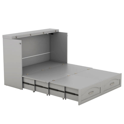 Queen/Full Size Murphy Bed with drawer and a set of Sockets & USB Ports
