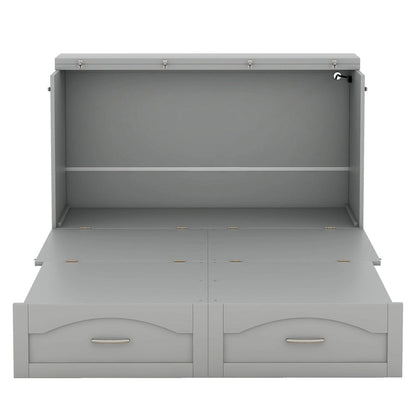 Queen/Full Size Murphy Bed with drawer and a set of Sockets & USB Ports