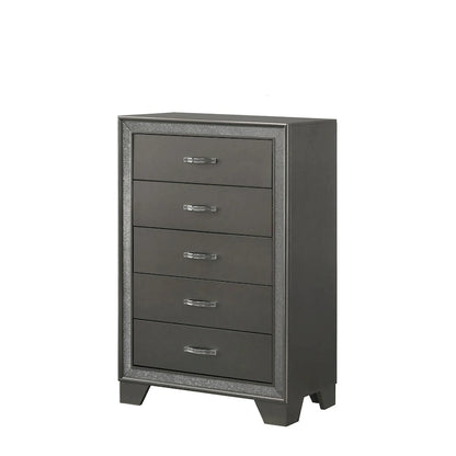 Hoyt Dark Gray Faux Leather Upholstered Tufted King Panel Bed