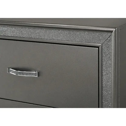 Hoyt Dark Gray Faux Leather Upholstered Tufted King Panel Bed